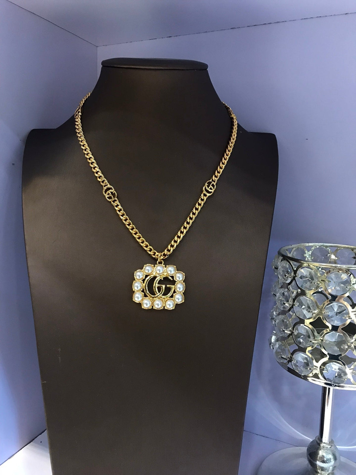 Gucci Double G Pearl Double G Necklace