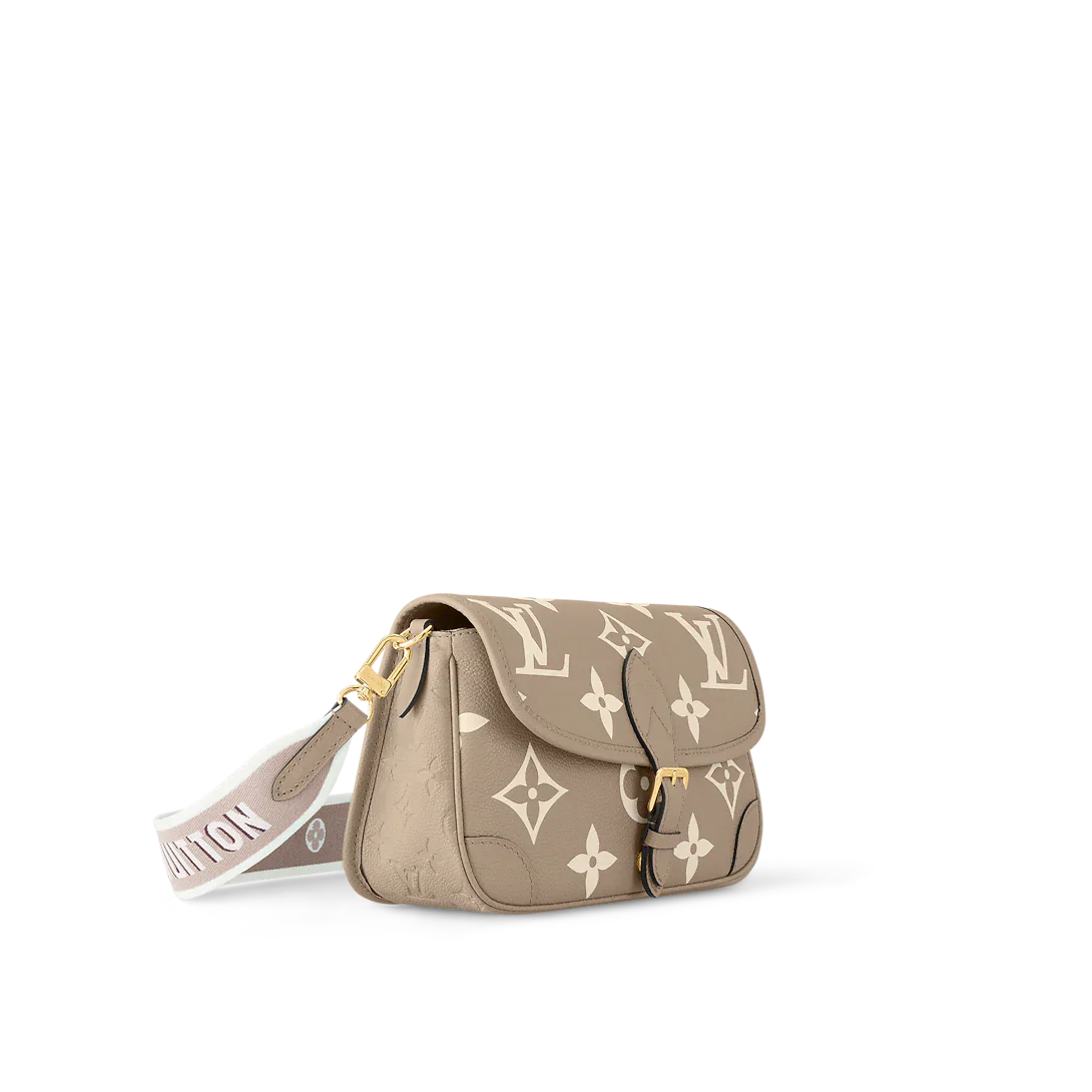 Louis Vuitton Diane Monogram Empreinte Tourterelle Beige Cream Satchel Bag