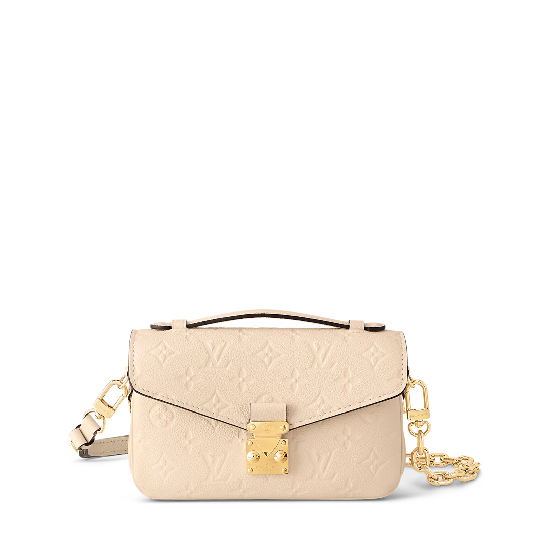 LV Pochette Métis East West Monogram Canvas Handle Crossbody Bag with Chain Strap and Leather Trim