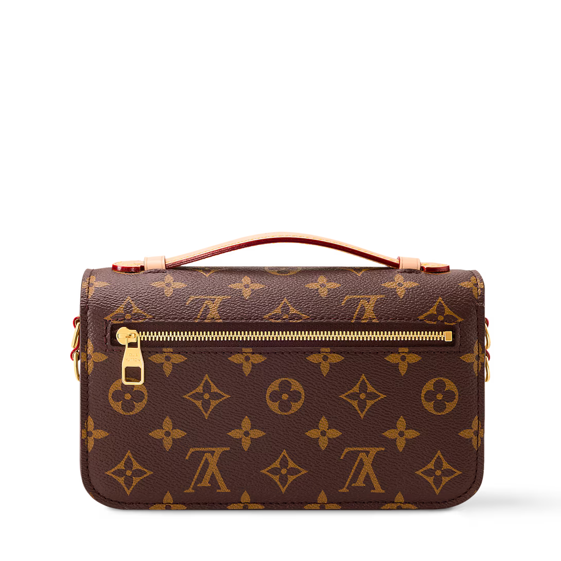 LV Pochette Métis East West Monogram Canvas Handle Crossbody Bag with Chain Strap and Leather Trim