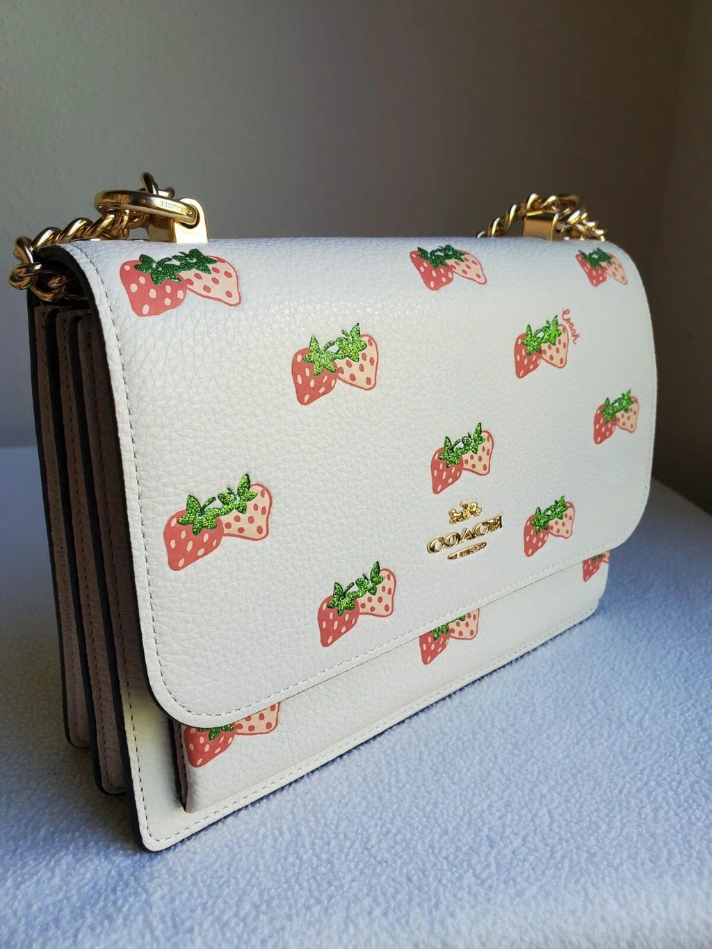 Coach Klare Crossbody with Strawberry Print - White