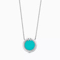 Tiffany Diamond & Turquoise Circle Pendant Necklace