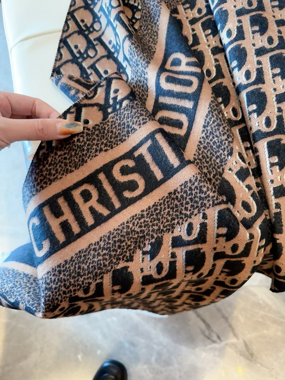 Dior Monogram Fringe Scarf — detail