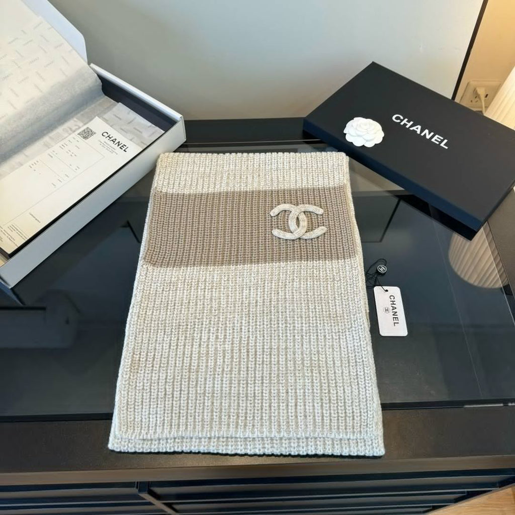 Chanel Two-Tone Knit Scarf — front