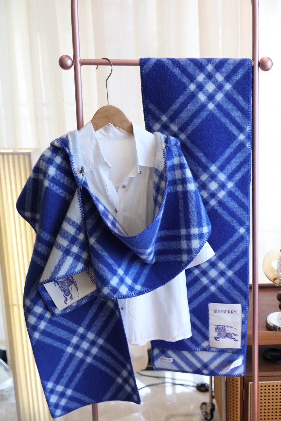 Burberry Plaid Hooded Scarf — front